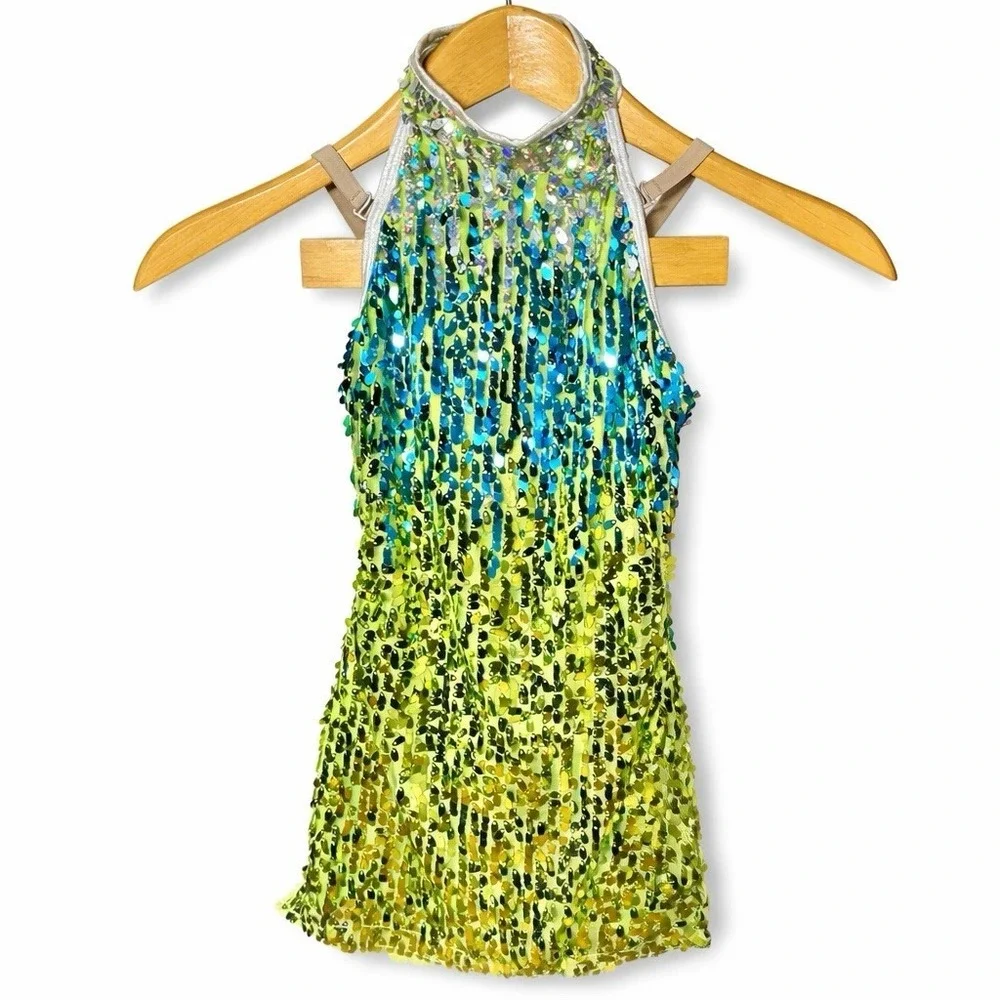 Revolution Dancewear Green Sequin Lyrical Costume Youth Child Smal
